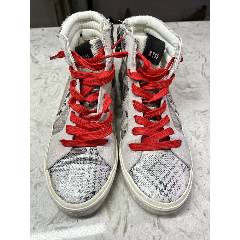 STEVE MADDEN "KENZIE" STAR STUDDED HI TOP  SNEAKERS WOMEN'S SIZE 9M Calf Hair